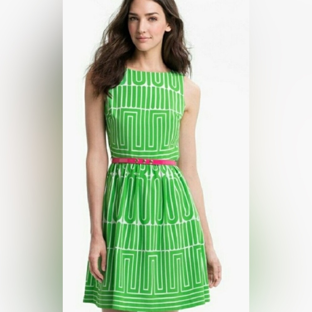 Trina Turk Green Patterned Sleeveless Dress